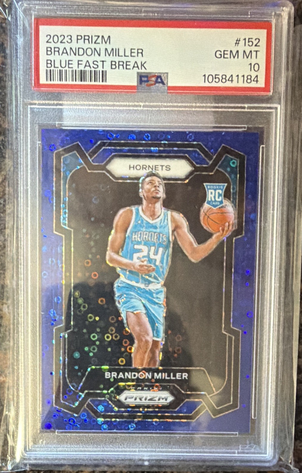2023-24 Panini Prizm Brandon Miller #152 Blue Fast Break Prizm /150 RC PSA 10