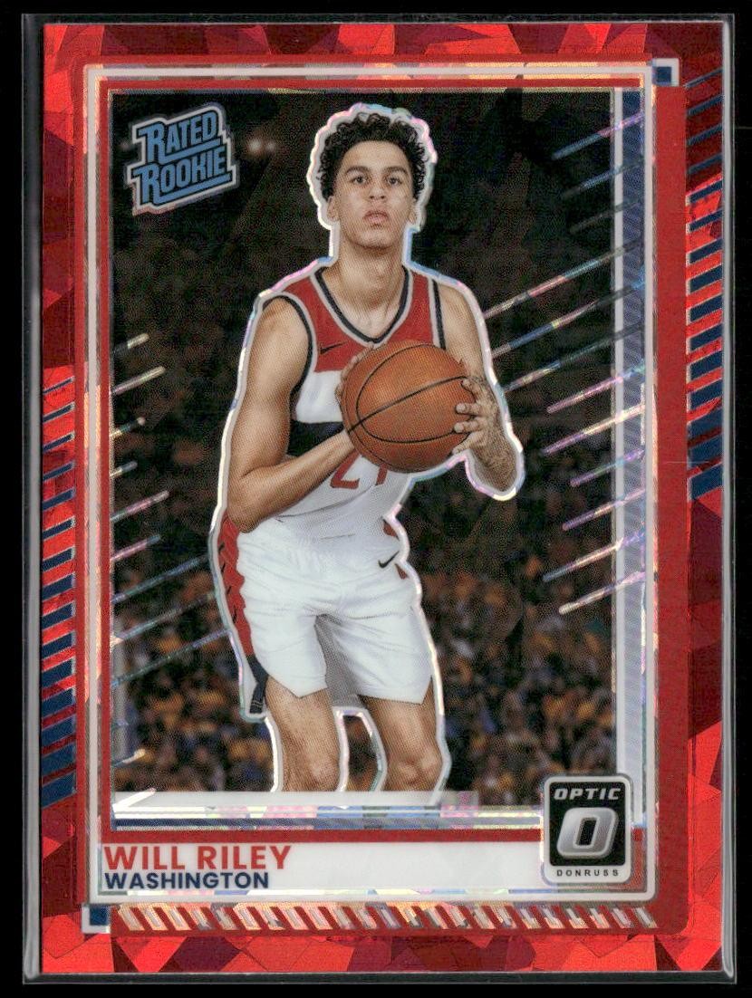 2025-26 Donruss #13 Will Riley Optic Red Cracked Ice Washington Wizards