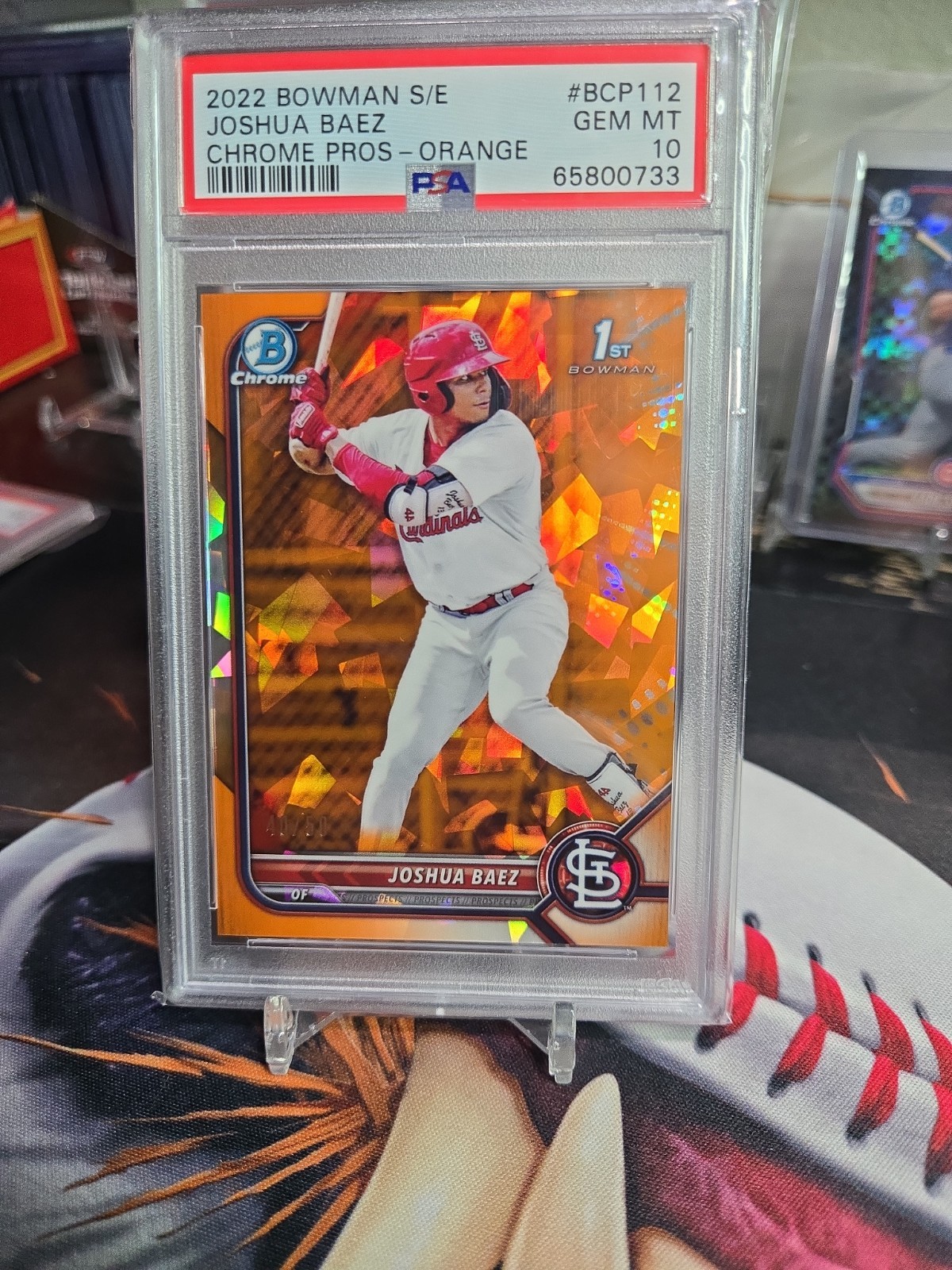 2022 Bowman Chrome Sapphire Joshua Baez 1st Bowman Orange/50 PSA Gem Mint Pop 9