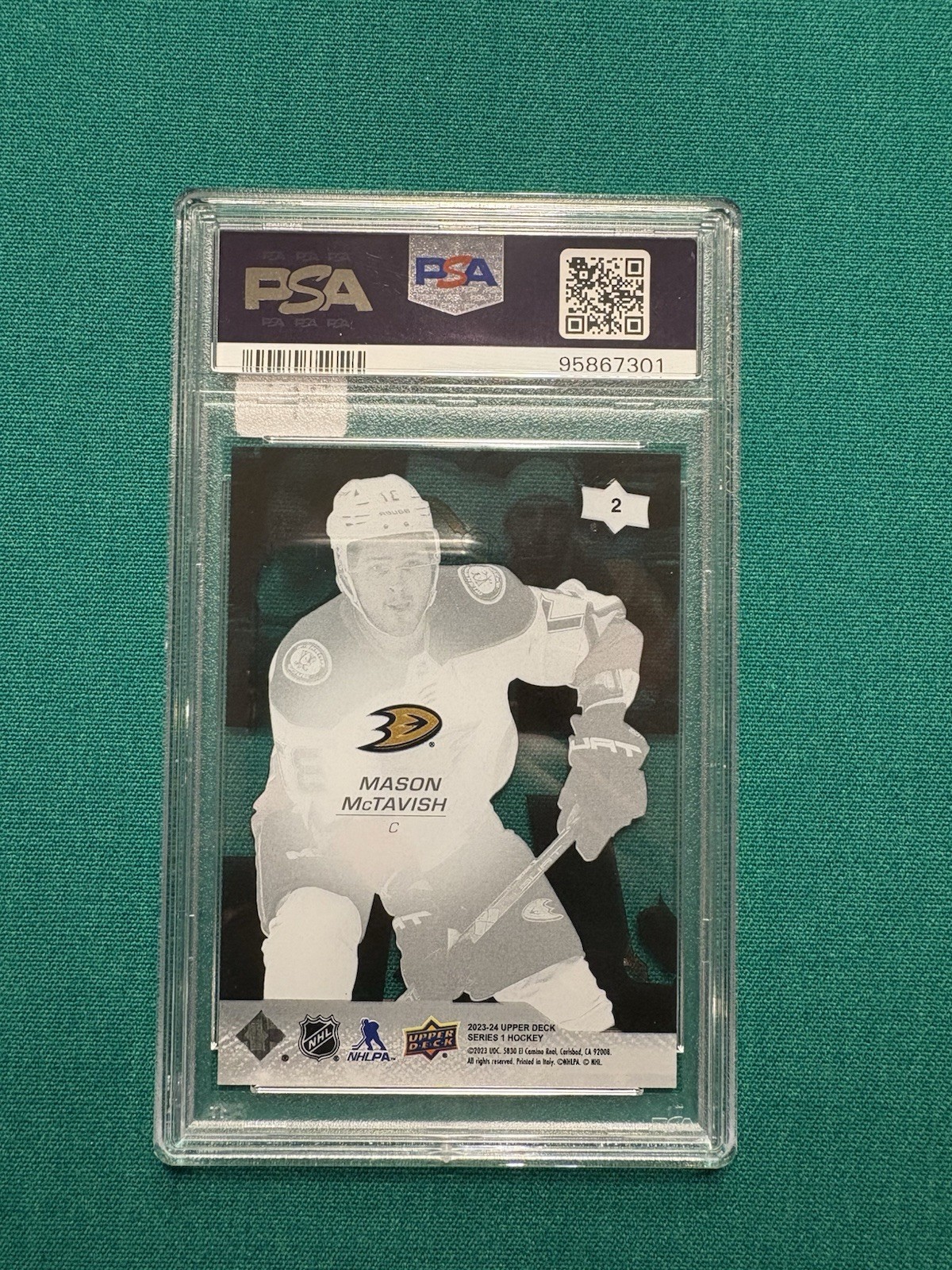 Mason McTavish 2023-24 Upper Deck Series 1 Clear Cut Base PSA 10 Pop 1 – Rare🔥