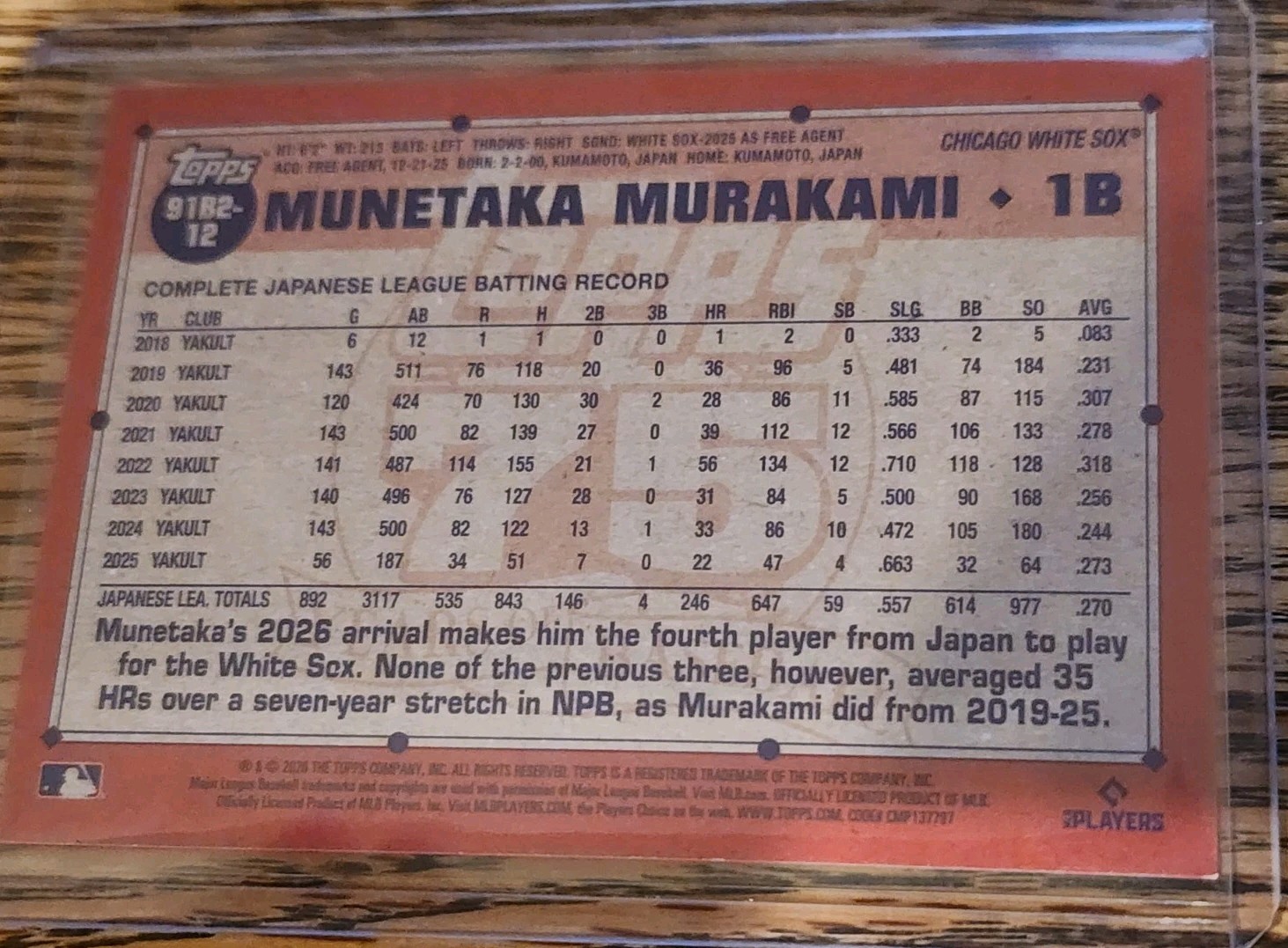 MUNETAKA MURAKAMI 2026 Topps Series 2 Crackle Foil White Sox **see description**