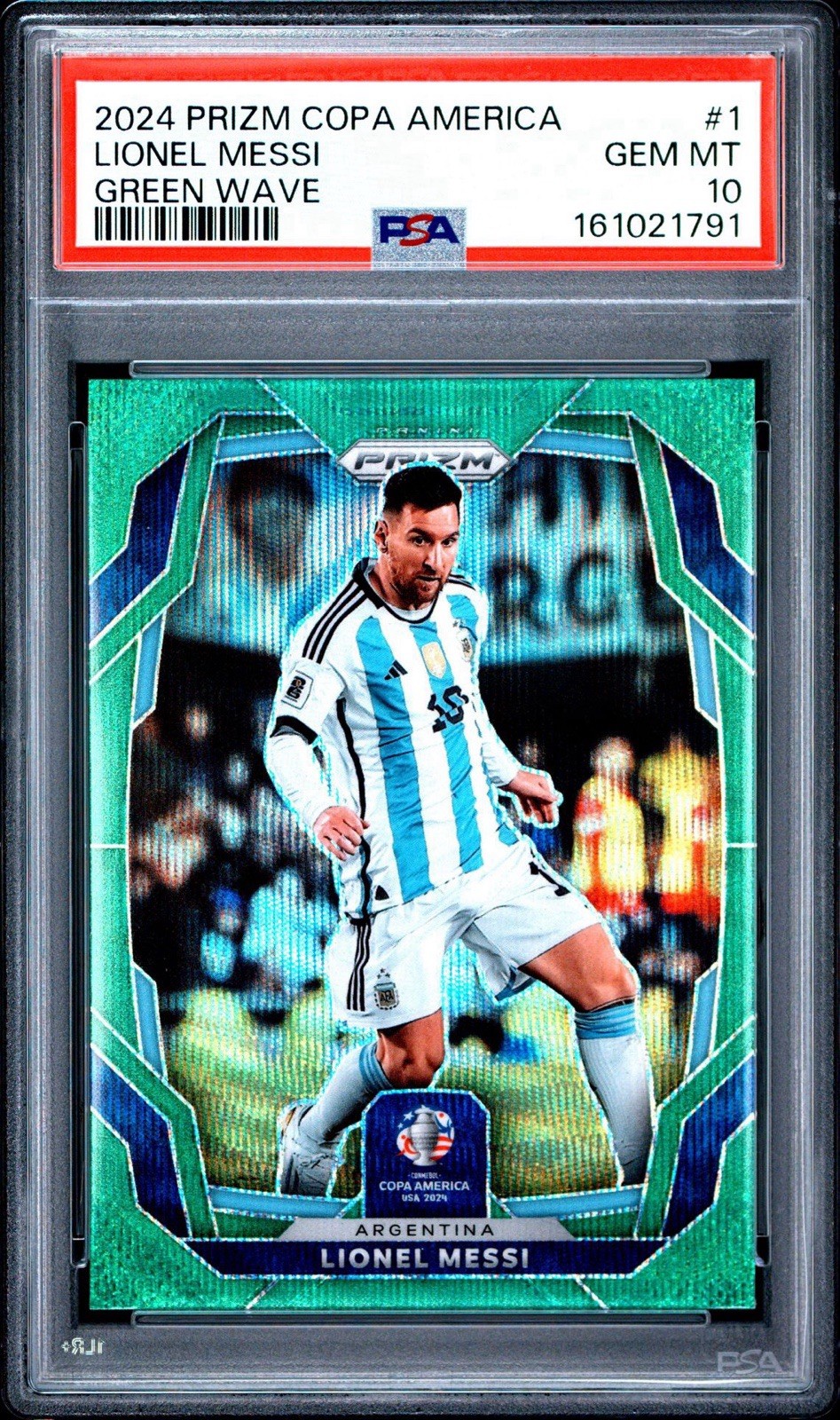 2024 Prizm Copa America Lionel Messi Green Wave PSA 10 Argentina #1