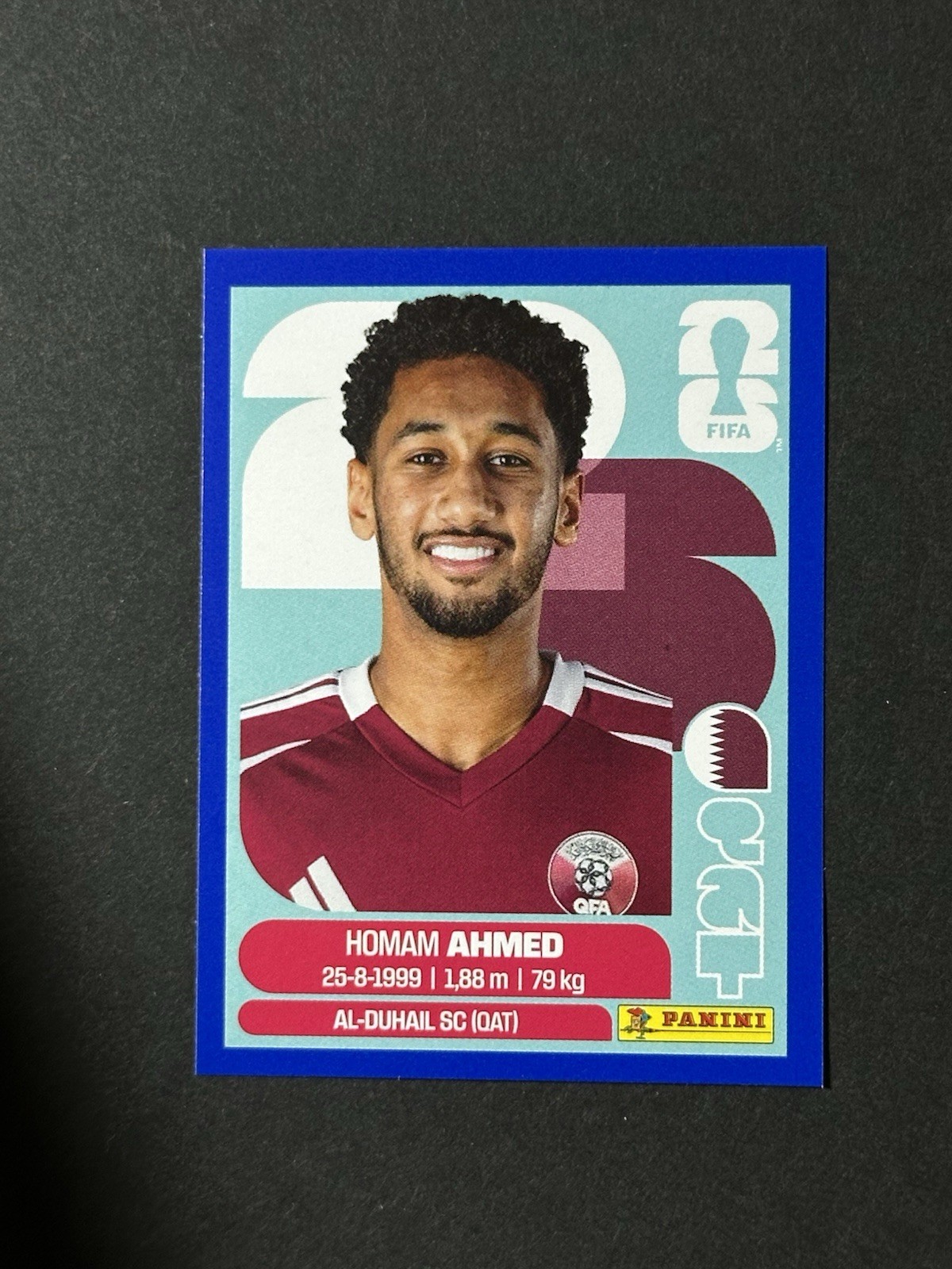 2026 Panini FIFA World Cup Homam Ahmed Blue Parallel QAT 5 Qatar Sticker