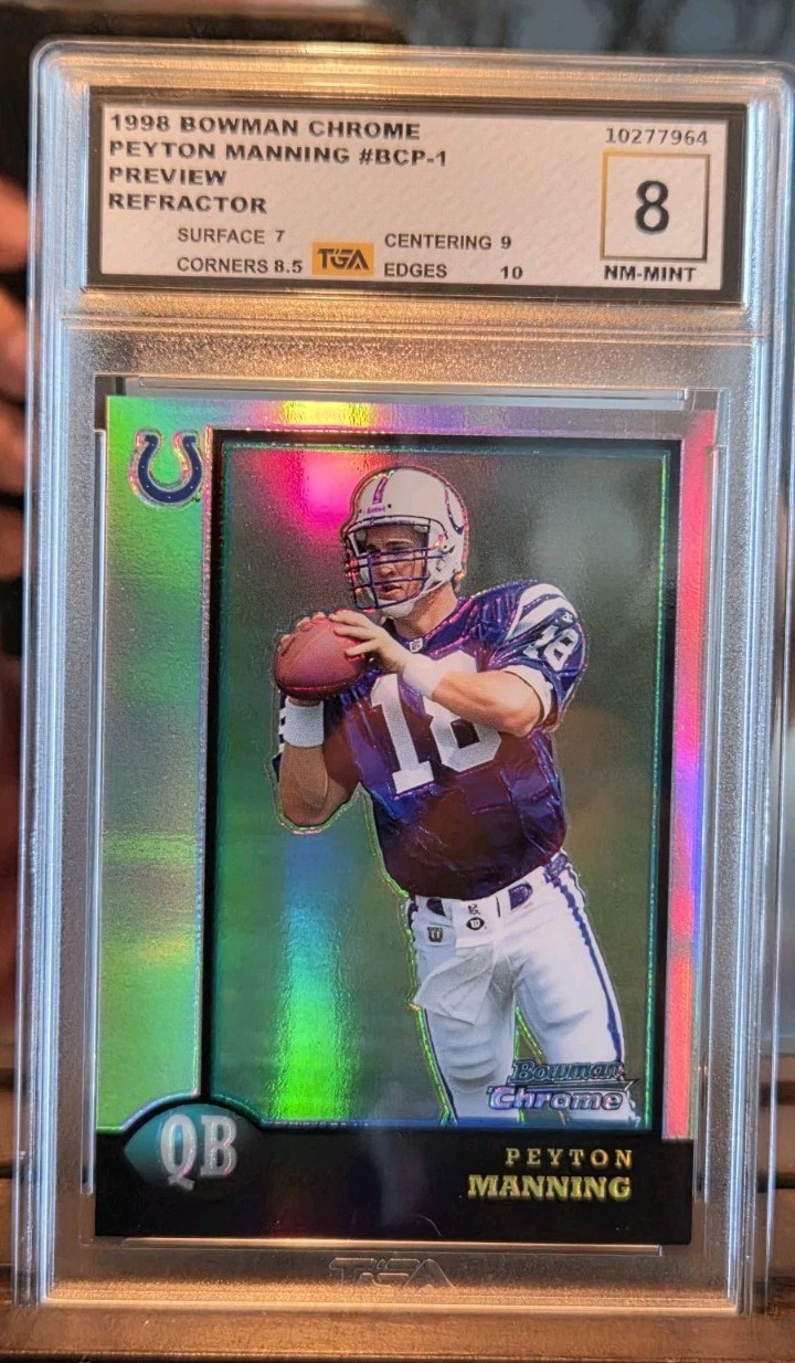 1998 bowman chrome Peyton Manning Preview Refractor BCP-1