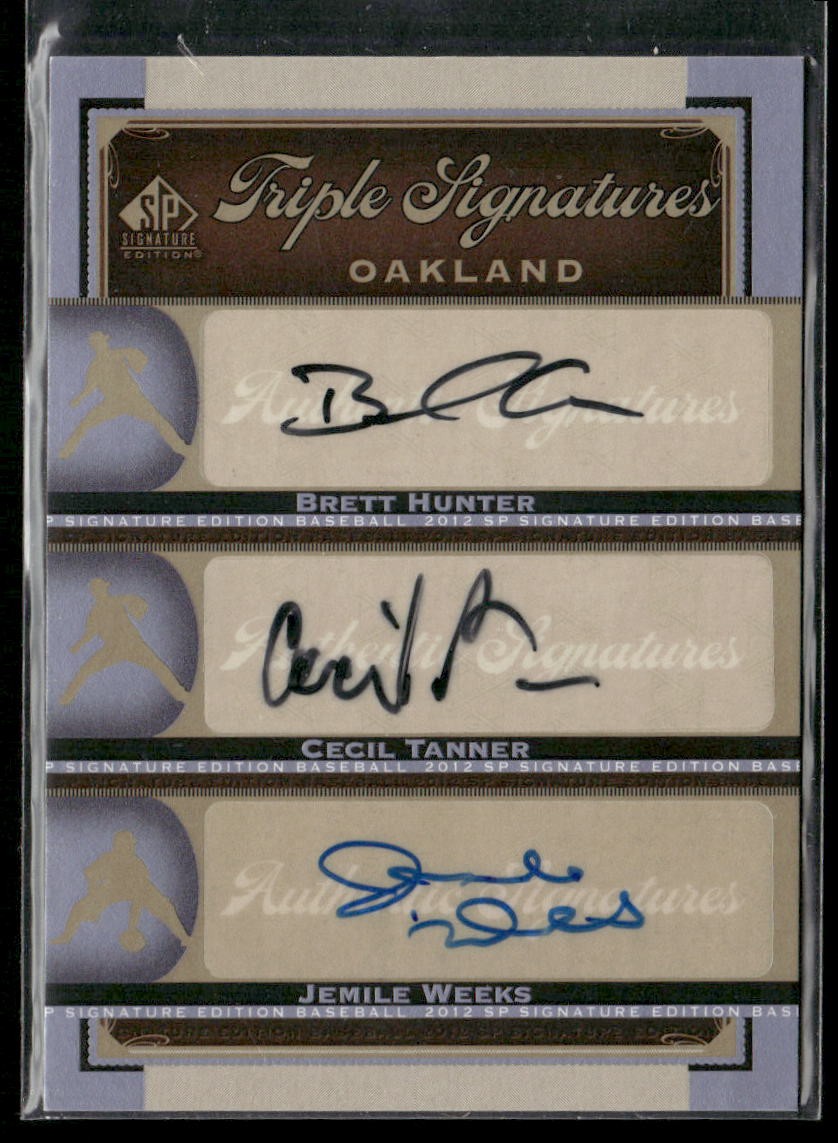 2012 SP Signature Edition #OAK-19 Brett Hunter, Cecil Tanner, Jemile Weeks