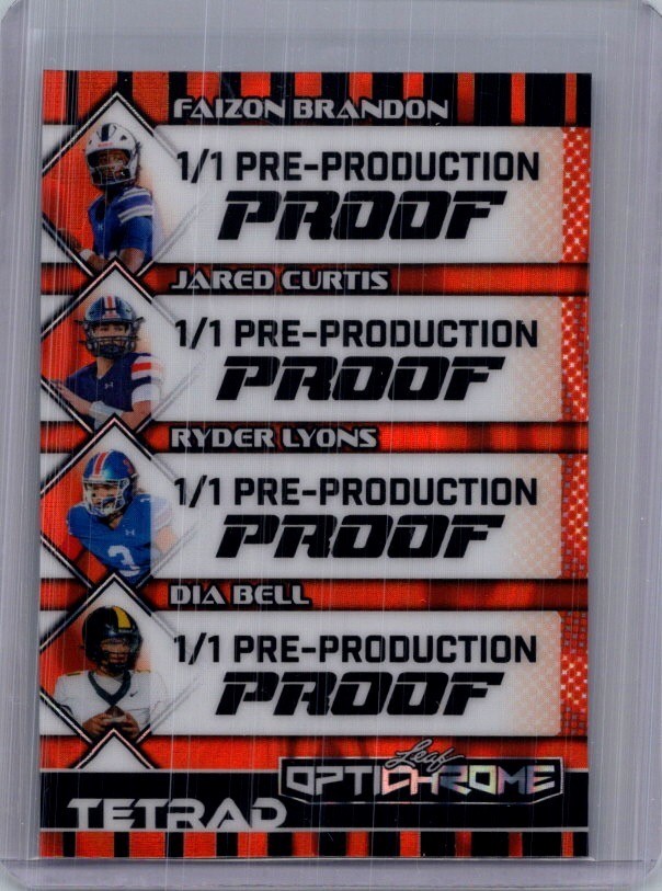 Brandon Curtis Lyons Bell 2025 Leaf Optichrome Football 1/1 Pre Production Proof
