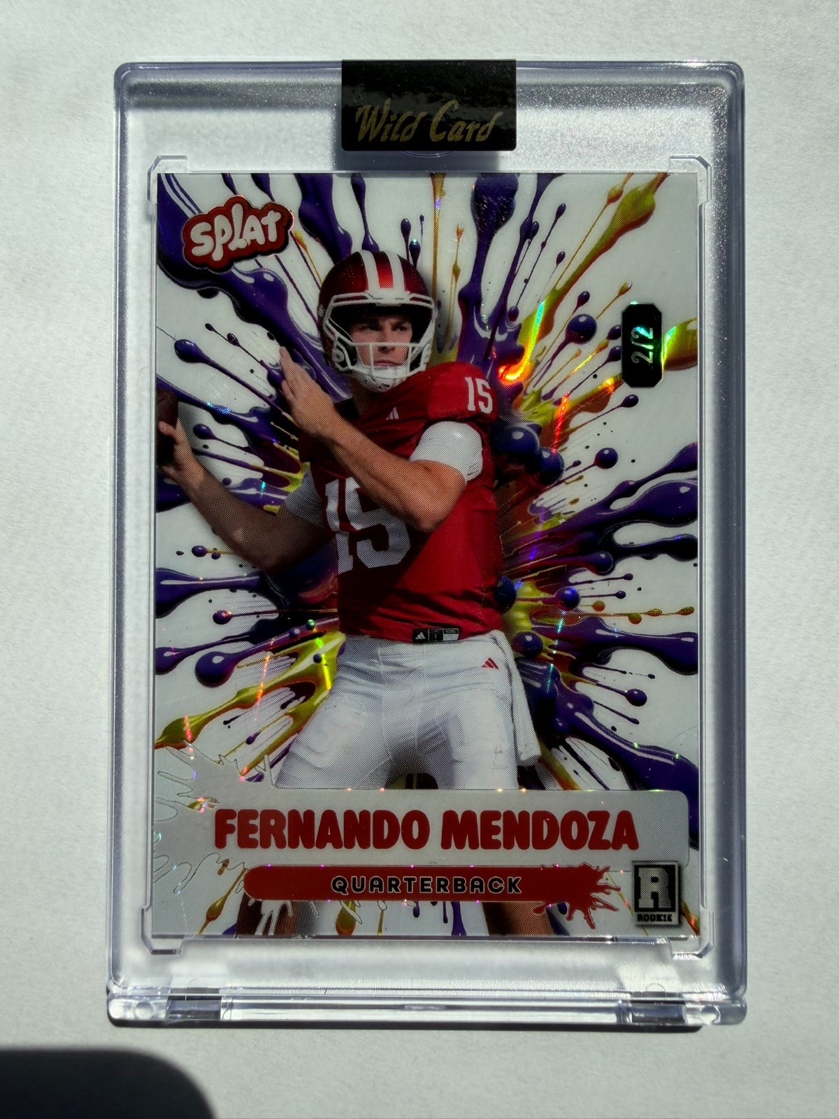 Fernando Mendoza 2/2 Rookie 2026 Wild Card Splat Edition Purple Gold Explosion