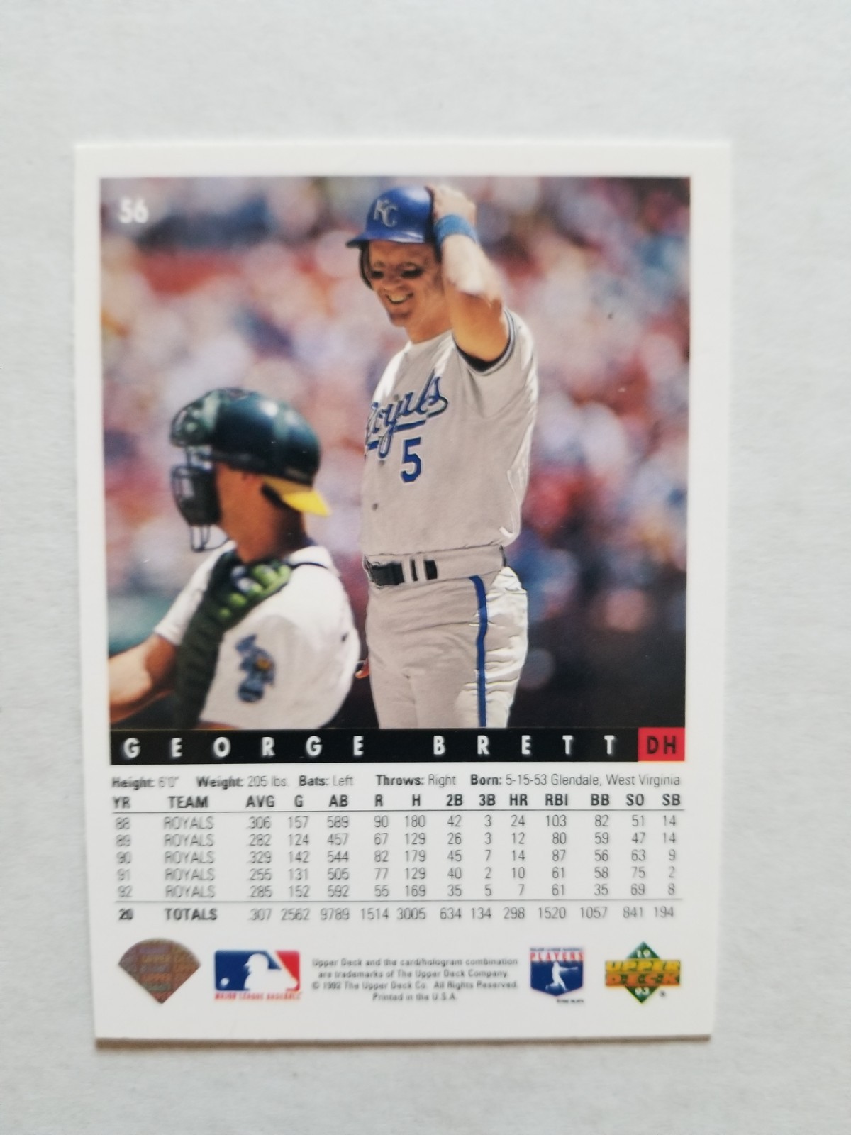 George Brett 1990 Upper Deck #124 & 1993 Upper Deck #56 (2) Royals