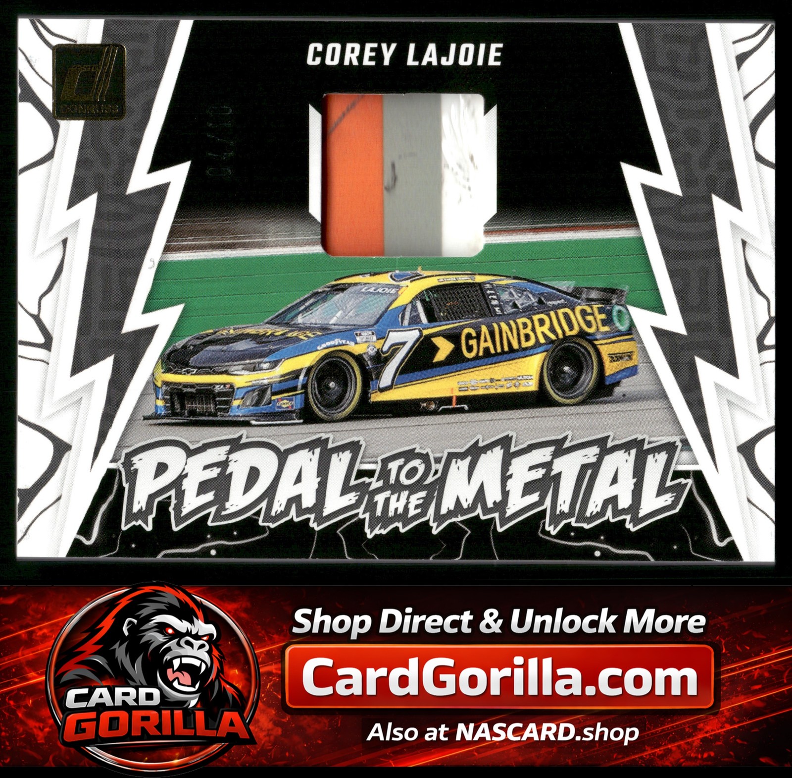 2024 Donruss #PMM-CL Corey LaJoie Pedal to the Metal Materials Gold #/10
