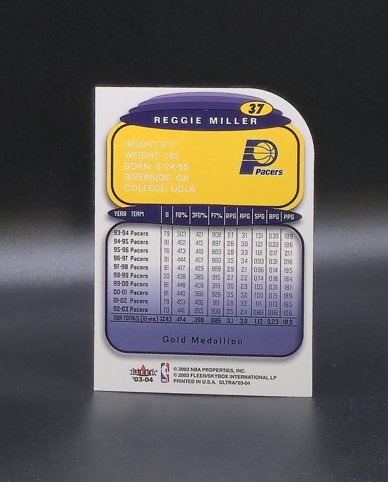2003-04 Fleer Ultra REGGIE MILLER Gold Medallion Parallel #37 Indiana Pacers
