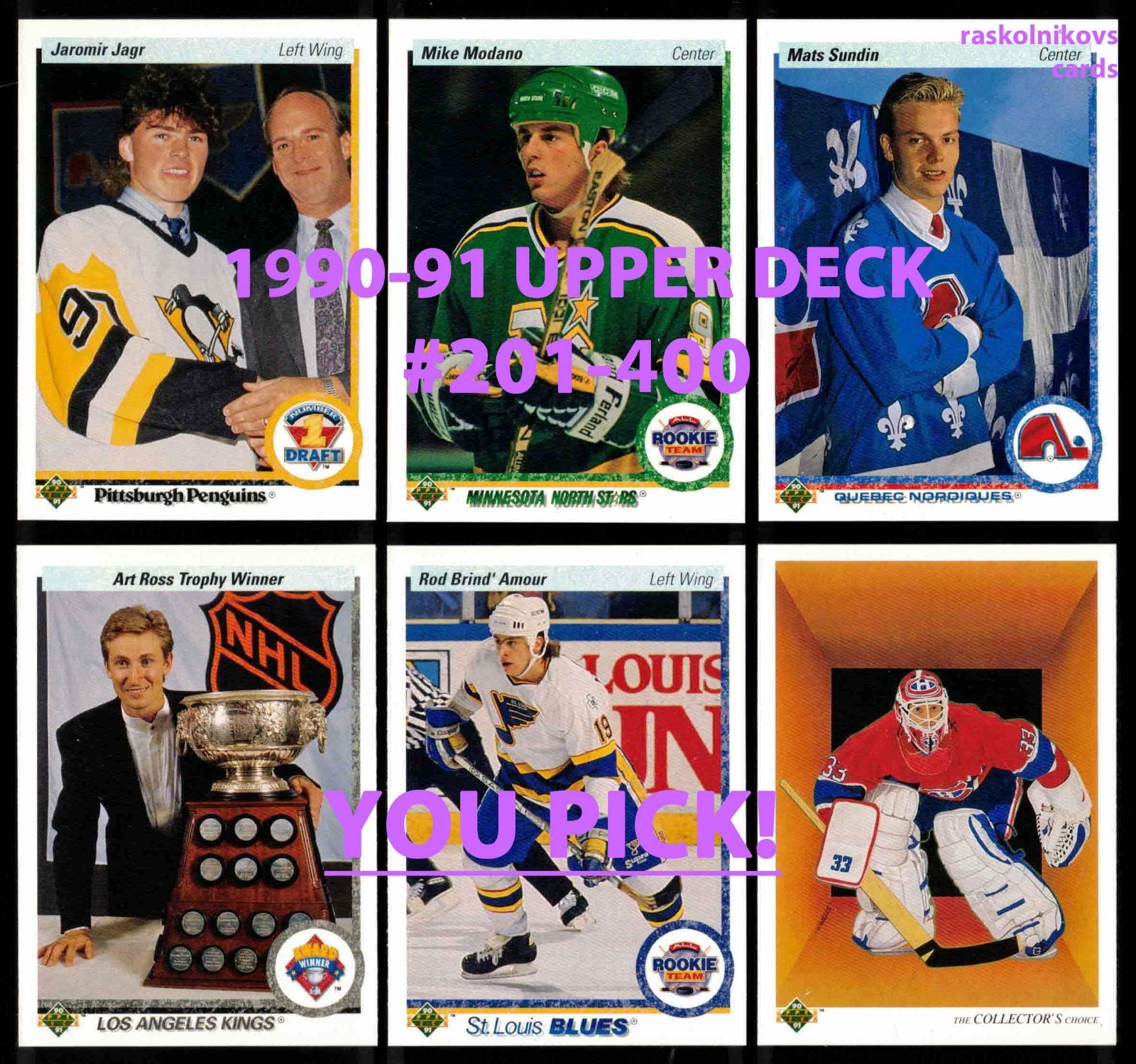 1990-91 Upper Deck HOCKEY #201-400 Your Choice $2 or 2 Card Minimum YOU PICK!