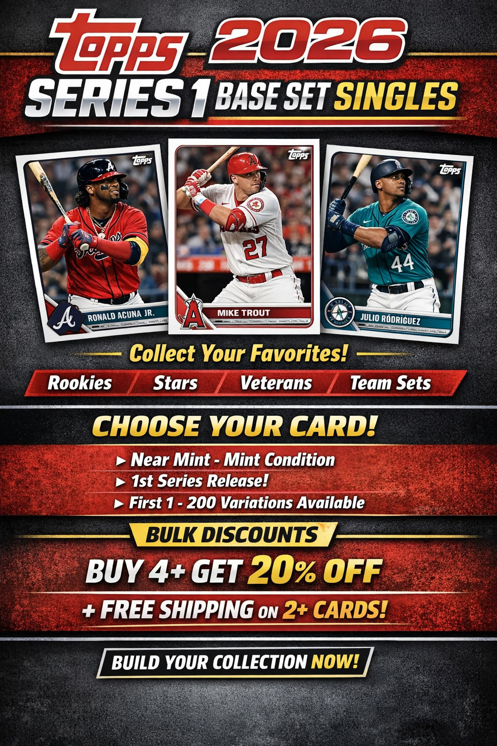 2026 Topps Series 1 Baseball Base Cards MLB – Pick Your Player Complete Your Set