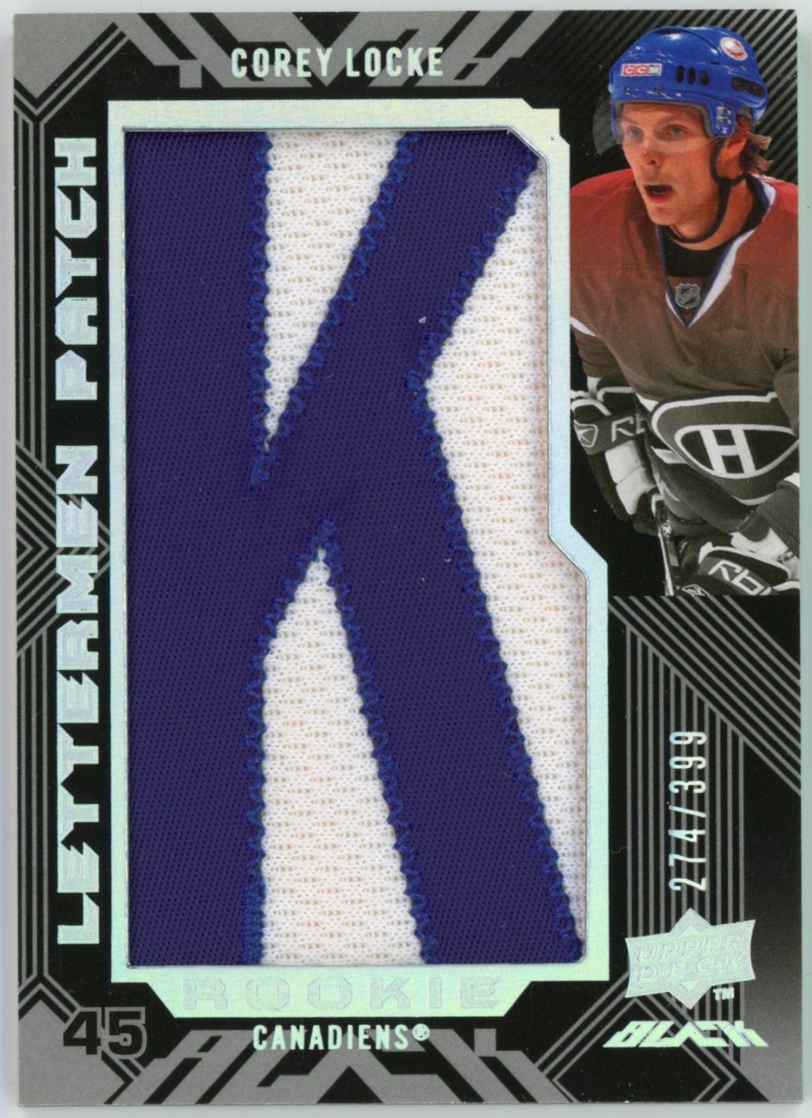 2008-09 UD Black Lettermen Patch Rookies Corey Locke #274/399