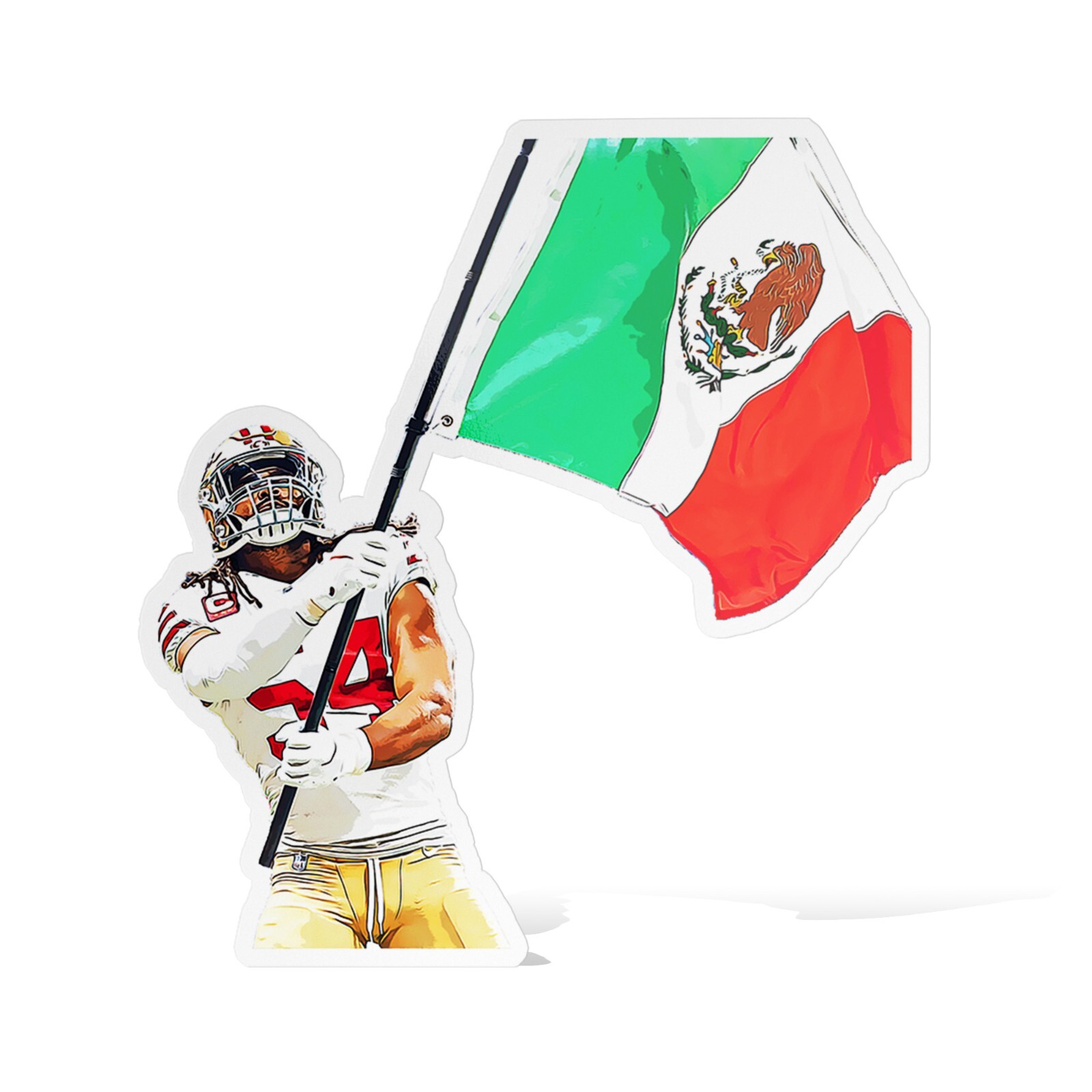 Fred Warner Mexico San Francisco 49ers Glossy Sticker Vinyl Laminate Adhesive