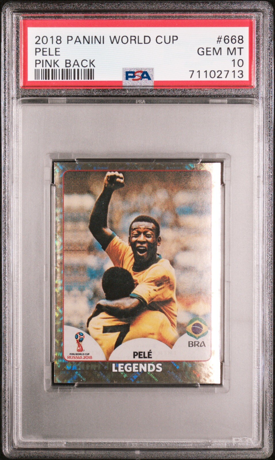 💎2018 PELE Panini World Cup Legends Pink Back Gold Foil Refractor PSA 10 prizm