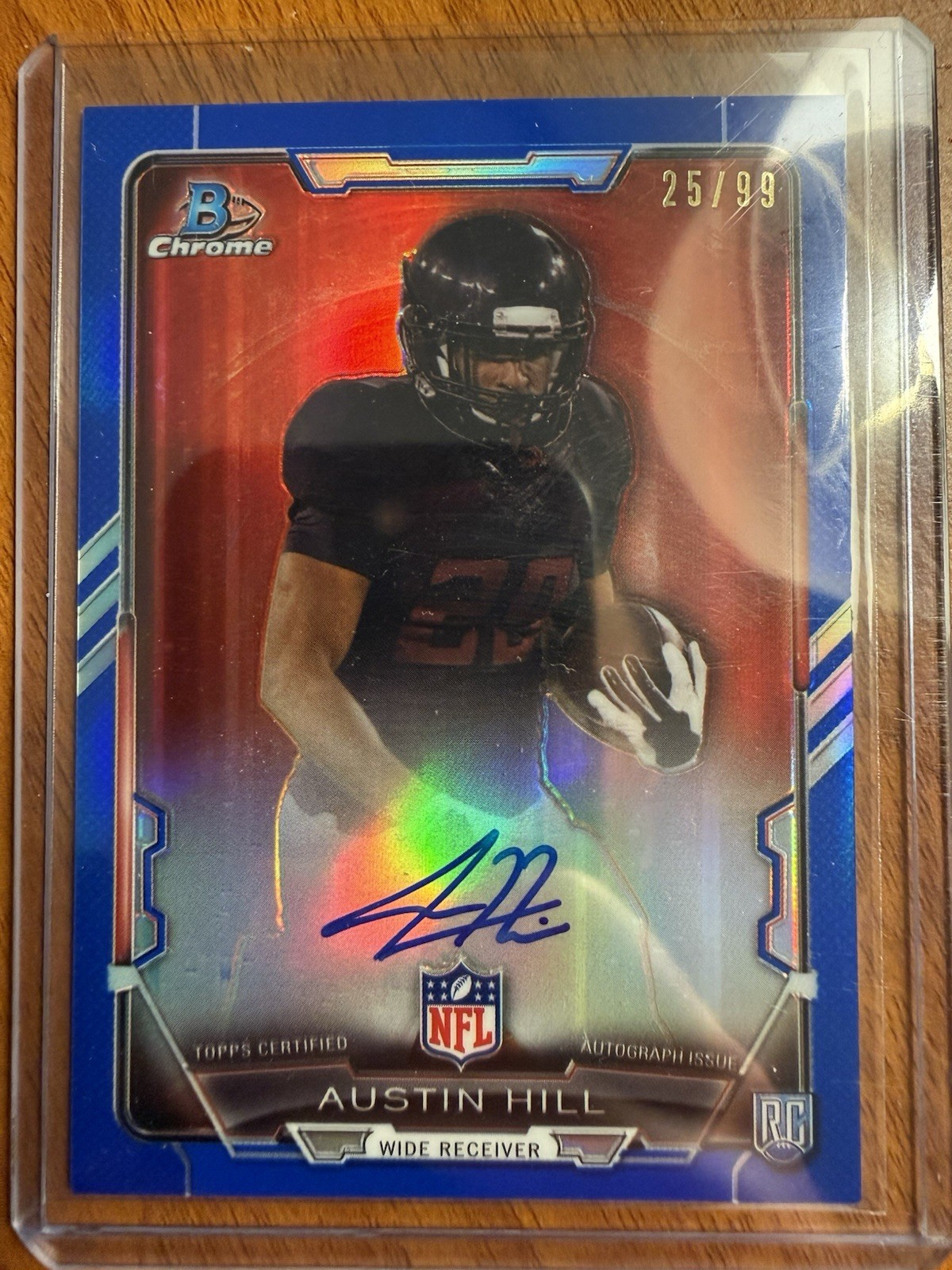 2015 Bowman Chrome Rookie Auto Austin Hill #RCRA-AHI Blue Refractor /99 (AU, RC)
