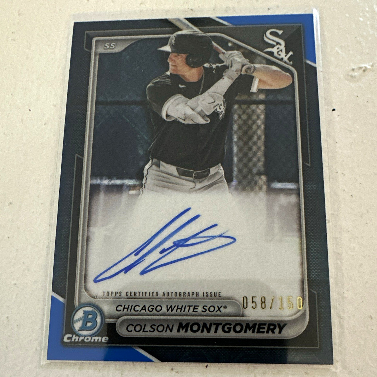 Topps Bowman Chrome Colson Montgomery Auto Blue Refractor /150 BMA-CM Sox