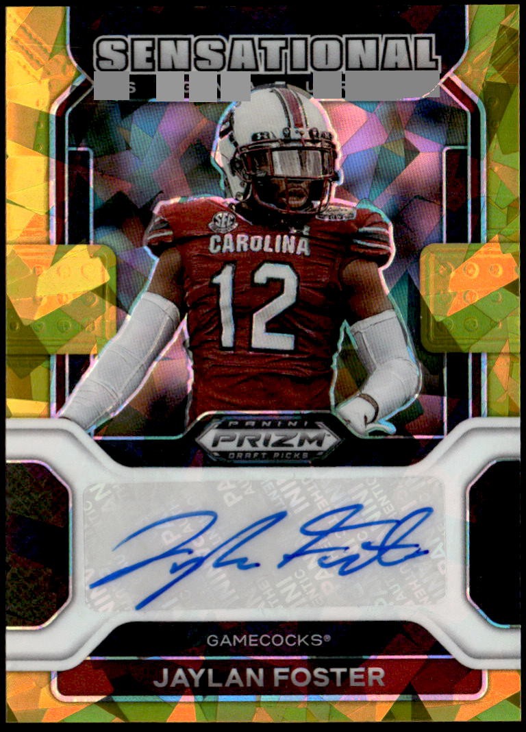 2023 Panini Chronicles Draft #SS-JFO Jaylan Foster Gold Ice Rookie Auto E1