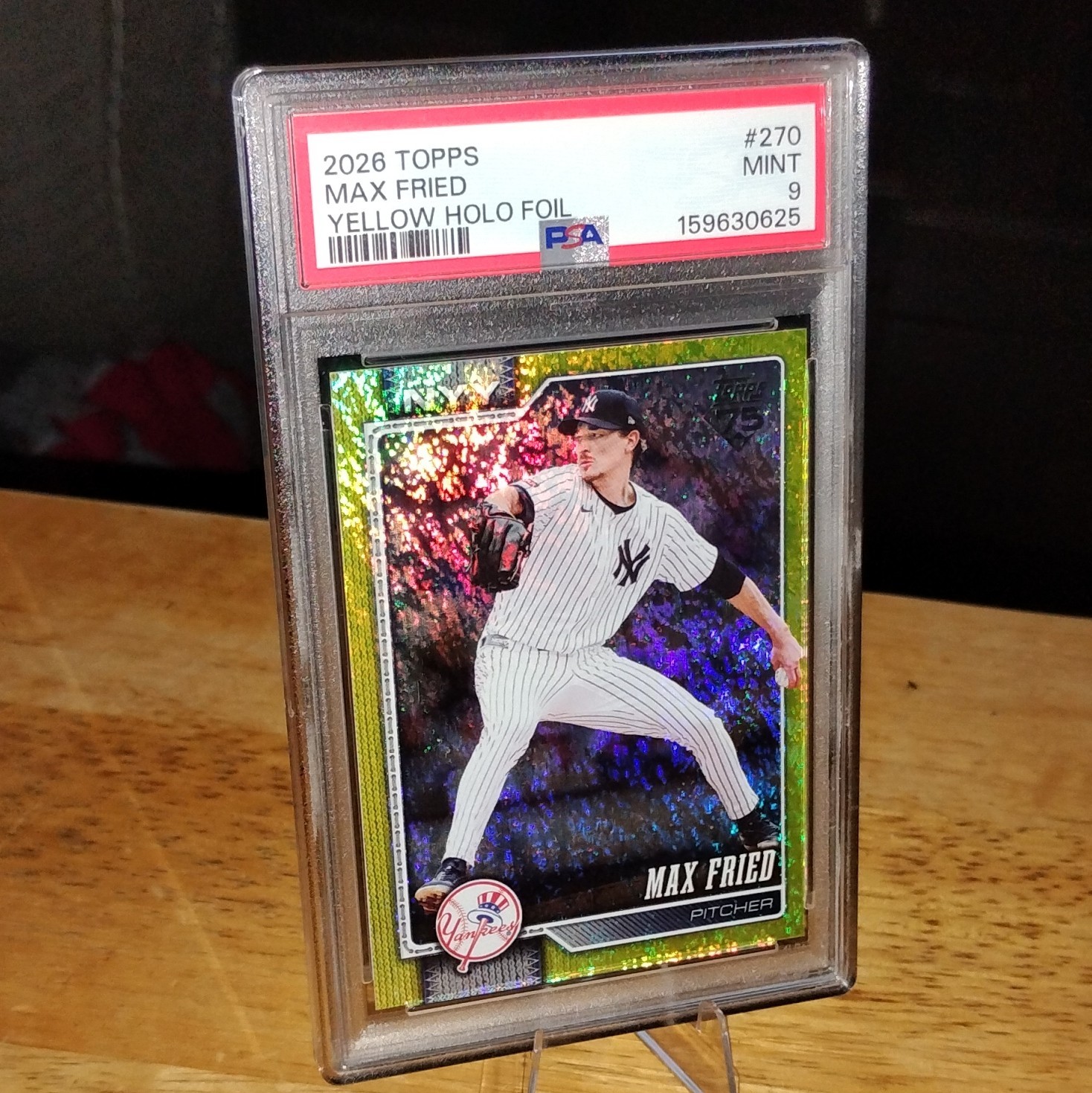 Topps 2026 Series 1 Max Fried #270 Yellow Holo Foil PSA 9💥 12/399