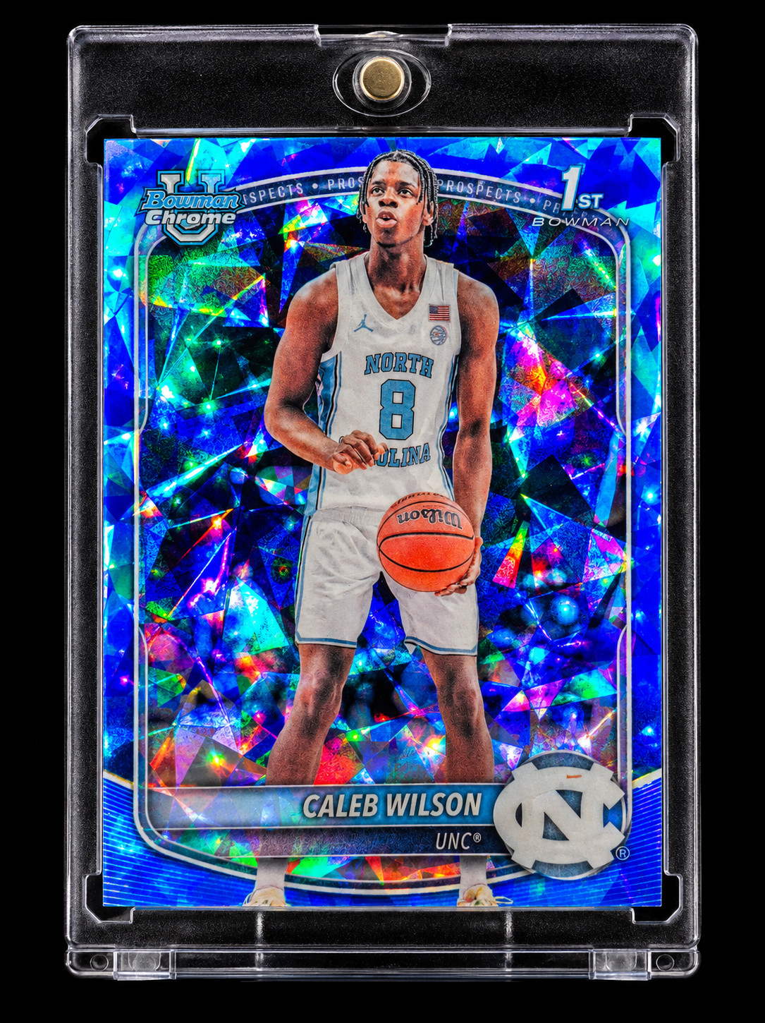 CALEB WILSON BLUE DIAMOND ROOKIE REFRACTOR HOLO ATOMIC ICE SP Prizm UNC RARE