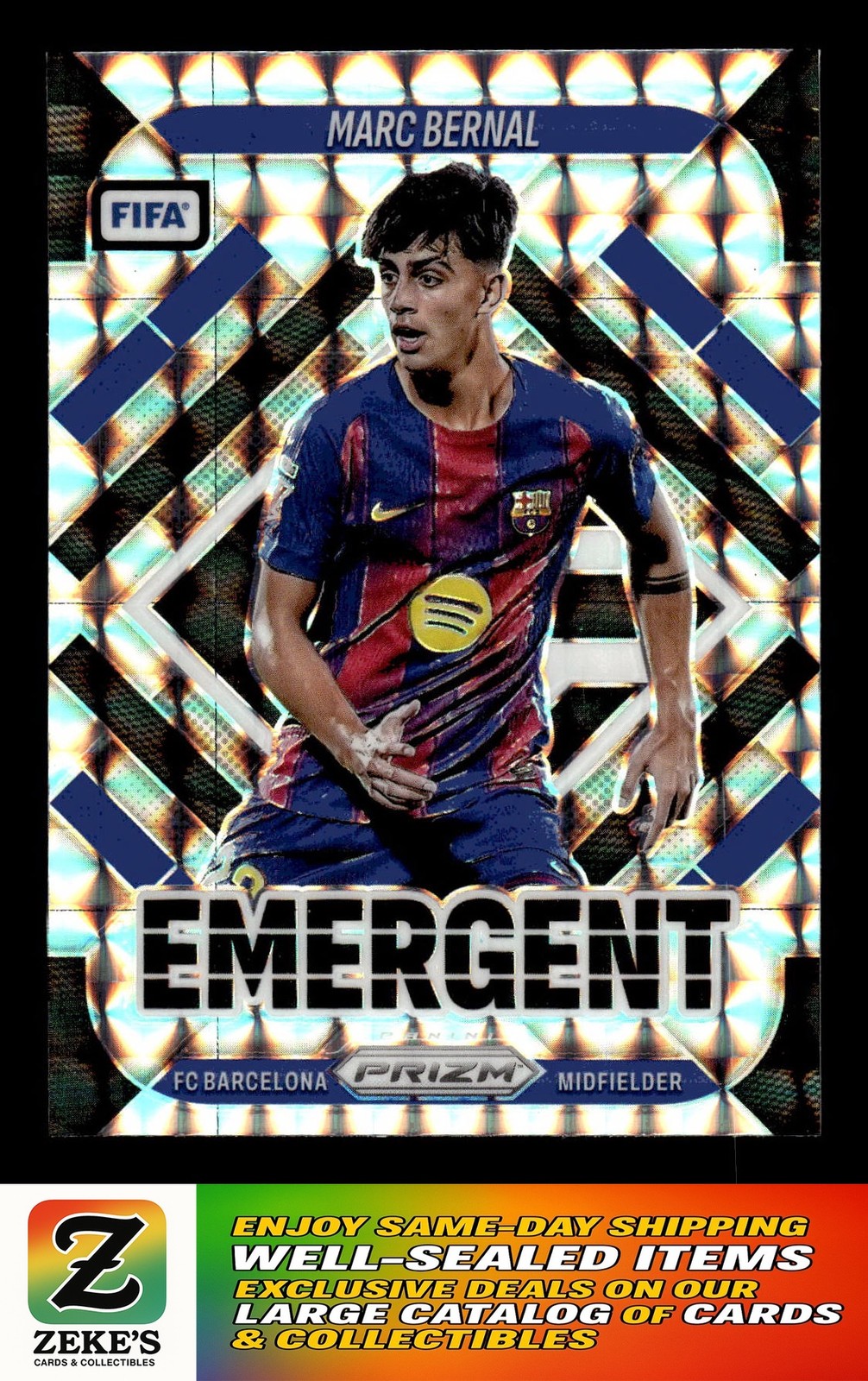 2025-26 Panini Prizm FIFA #10 Marc Bernal Silver Mosaic Prizm Emergent