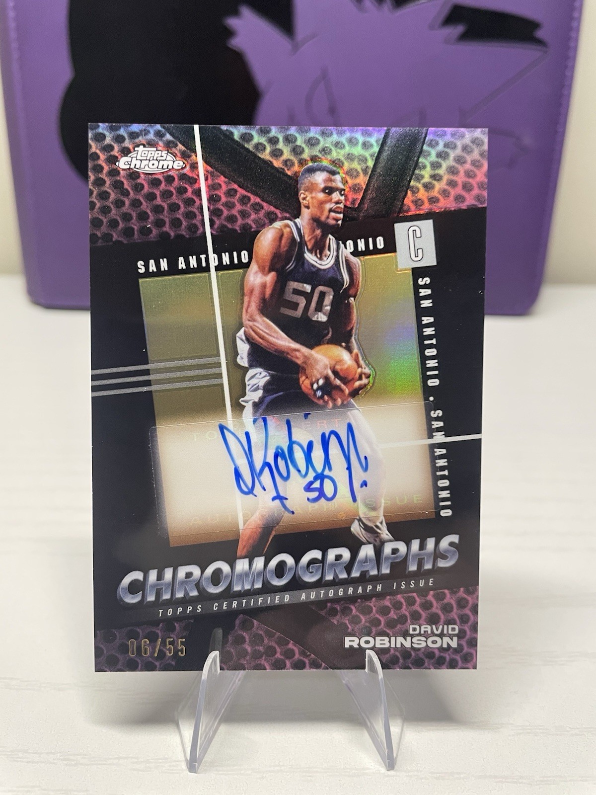 2024-25 Topps Chrome Chromographs David Robinson Spurs #C-DRO Pink /55 Auto