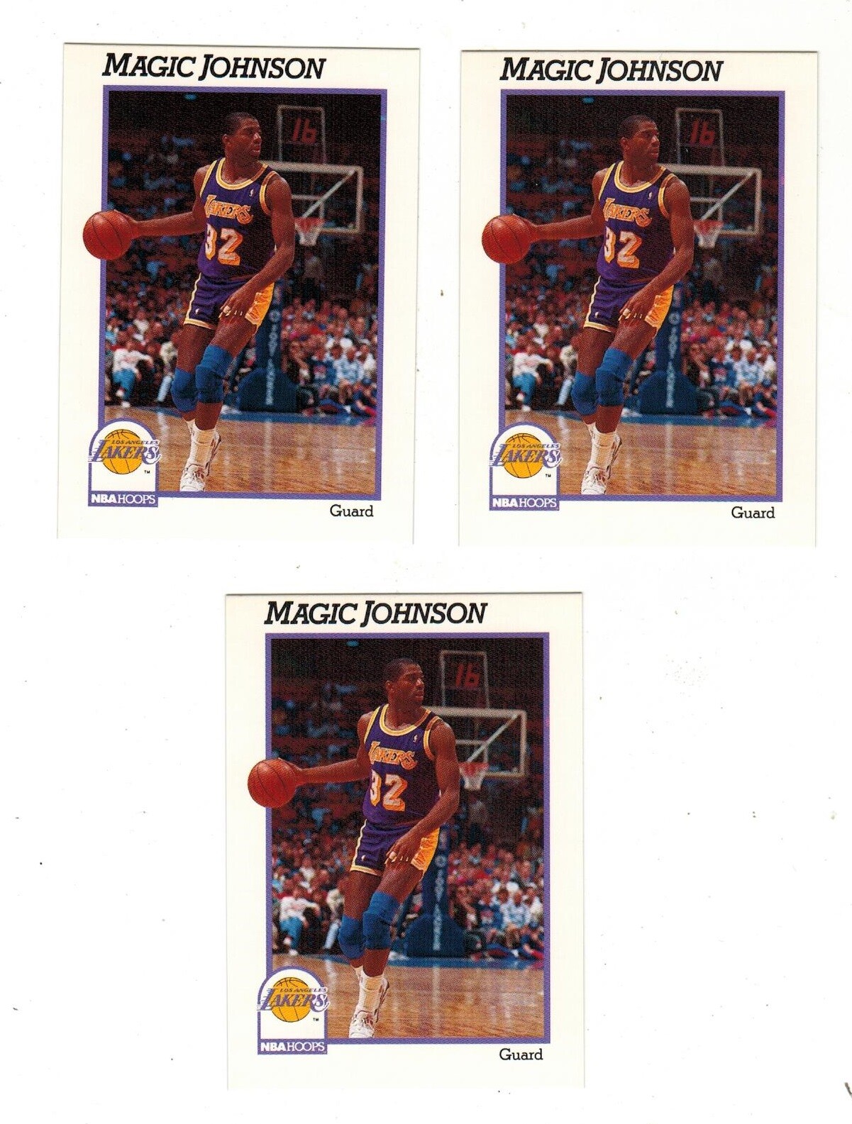 (3)x Ervin Magic Johnson LA Lakers 1991 Hoops Basketball Prototype Promo Cards