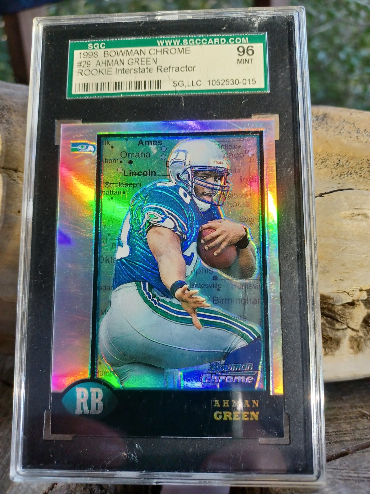 1998 Ahman Green Rookie Bowman Chrome Interstate Refractor #29 SGC 96 Tuxedo
