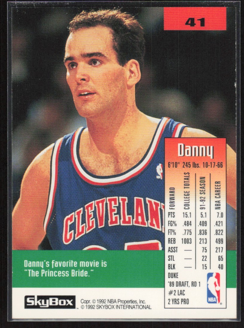 1992-93 SkyBox Danny Ferry Cleveland Cavaliers #41