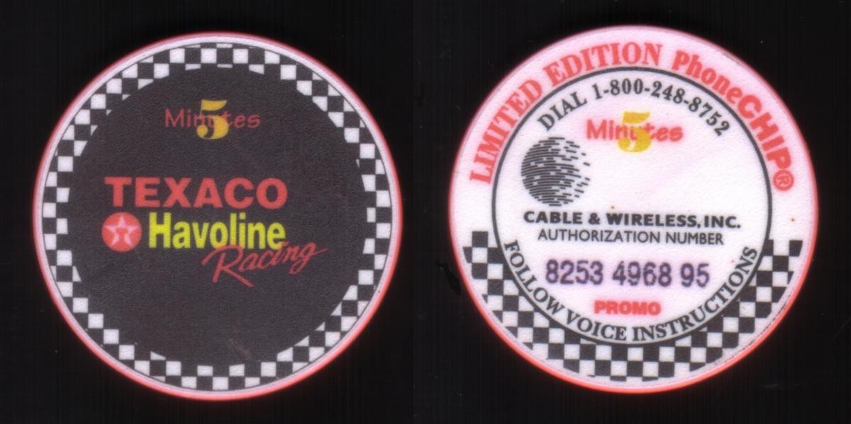 5m PhoneCHIP TeleCHIP: Texaco Havoline Racing Logo PROMO Phone Card