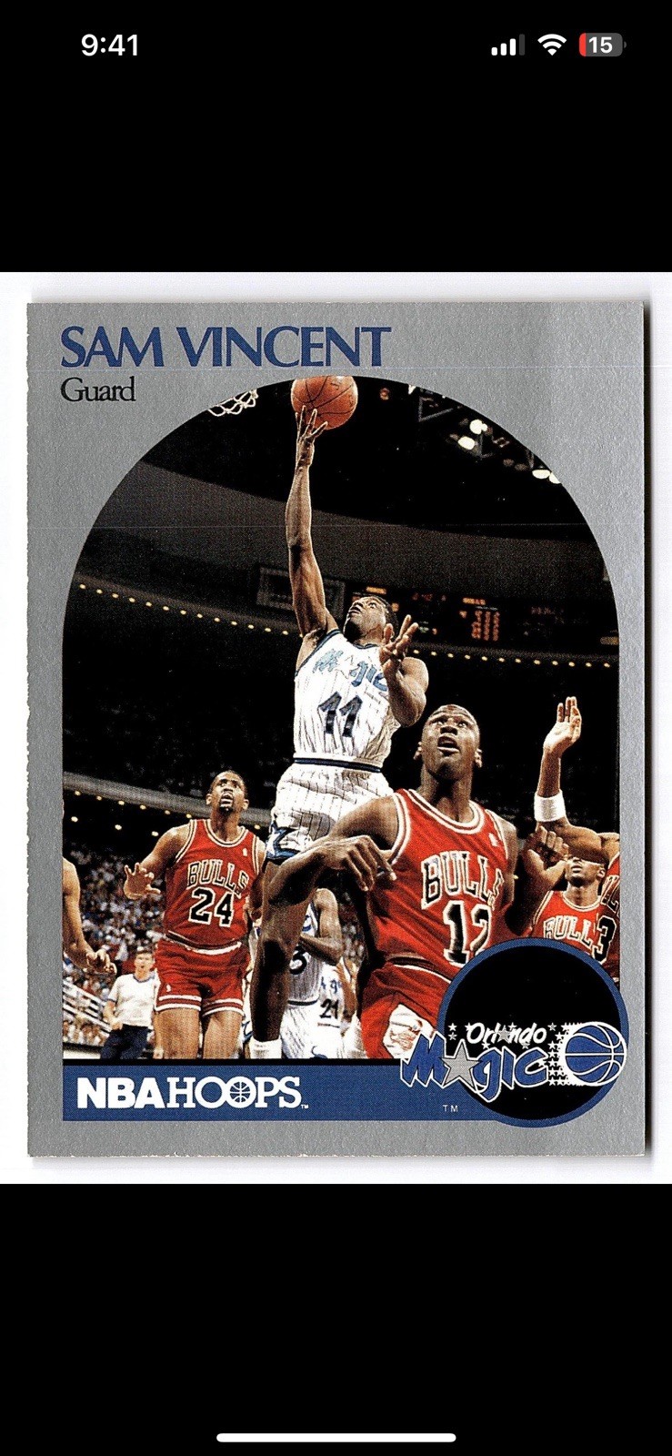 1990-91 NBA Hoops Michael Jordan Sam Vincent #223 Bulls Magic #12 Jersey