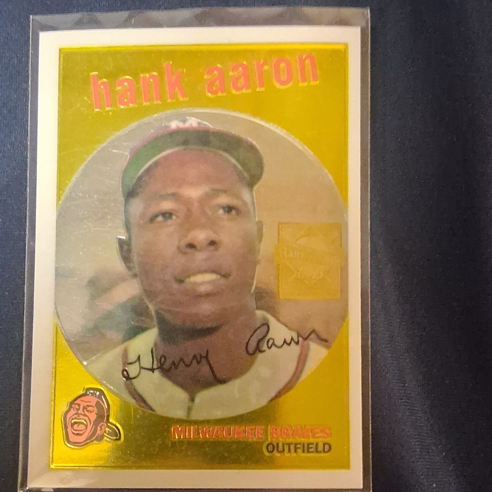 Topps 1959 Hank Aaron #380 Milwaukee Braves Autographed Reprint 1994