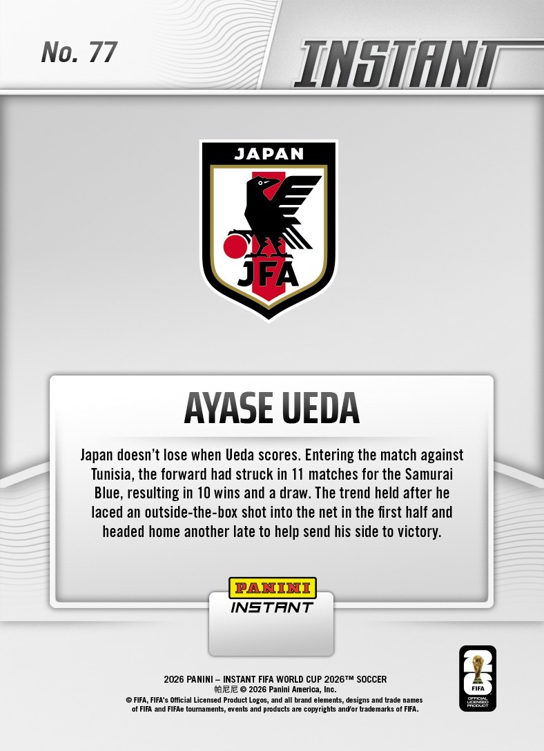 2026 Panini Instant FIFA World Cup #77 Ayase Ueda Japan PRESALE