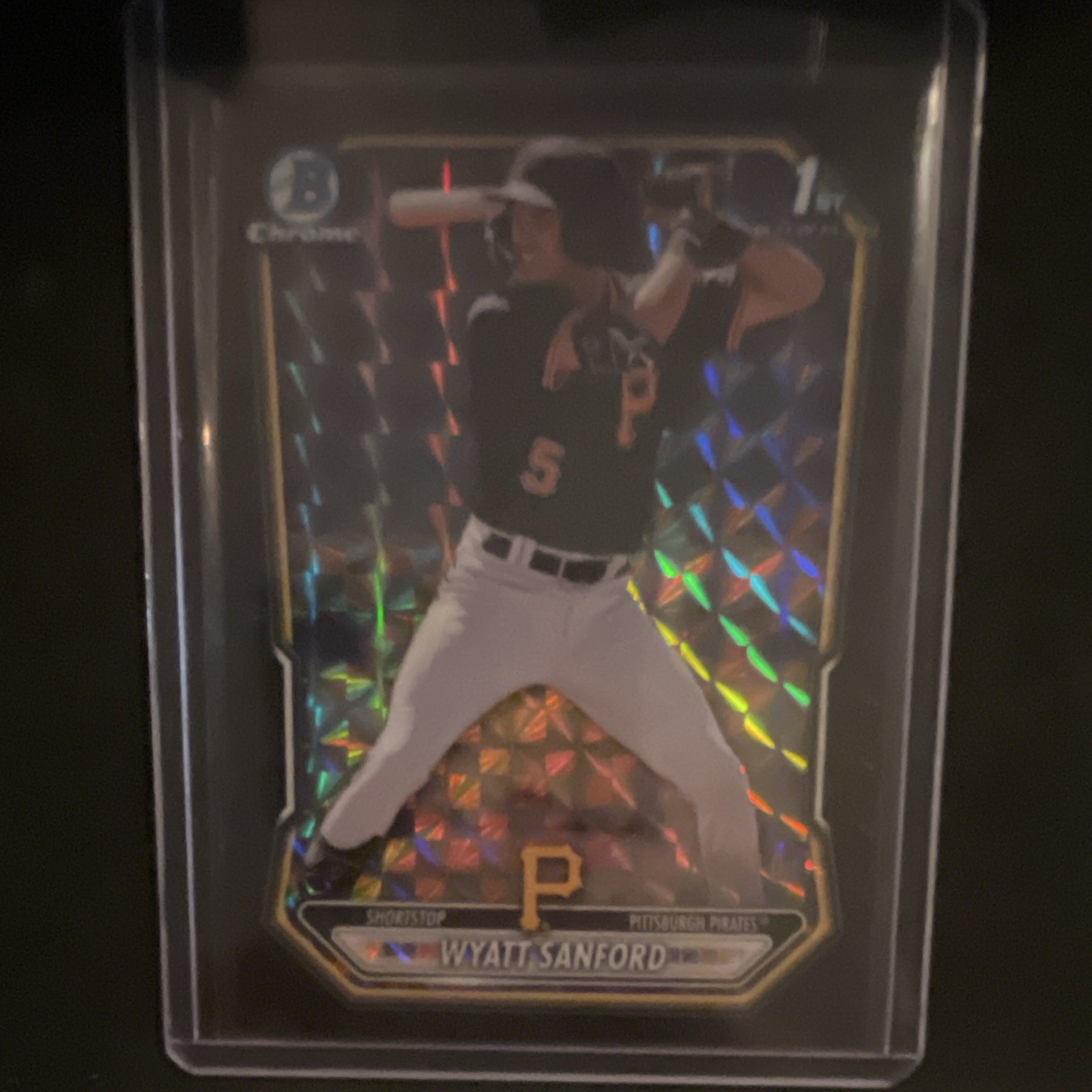 Bowman Chrome Wyatt Sanford Black 5/10 1st Bowman BCP-66 Pittsburgh Pirates