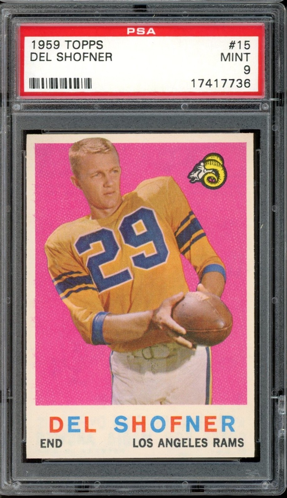1959 Topps Football #15 Del Shofner PSA 9