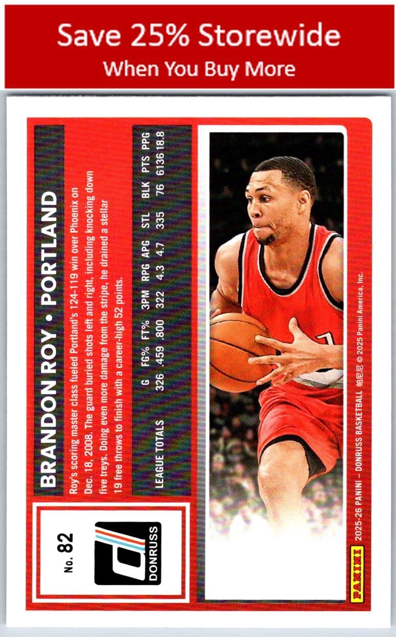 Brandon Roy 2025-26 Donruss #82 Portland Trail Blazers