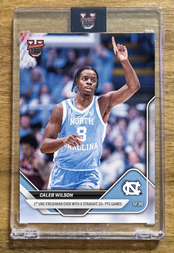 2025 Bowman U Now #42 Caleb Wilson 1ST UNC FRESHMAN 6 STR8 20+ PT GAMES -Presale