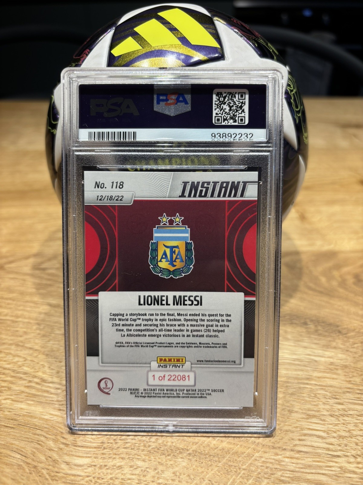 2022 Panini Instant Lionel Messi World Cup Qatar #118 Psa10
