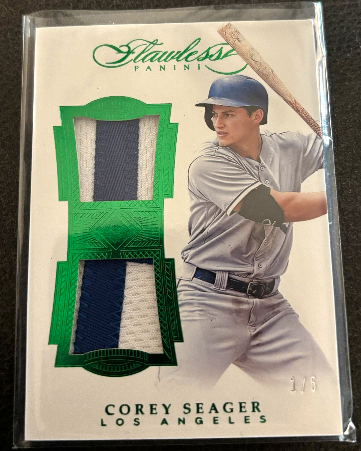 Panini 2017 Flawless Corey Seager Dual Patches Emerald Dodgers DP-CS 1/5