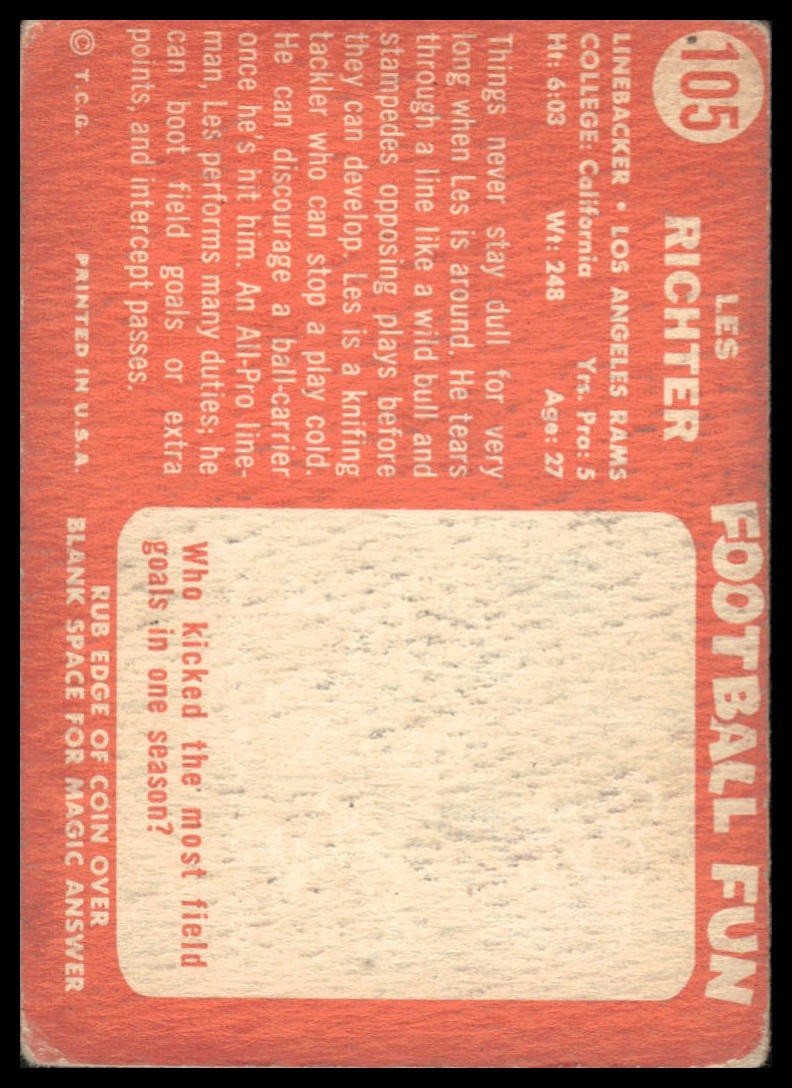 1958 Topps #105 Les Richter Los Angeles Rams