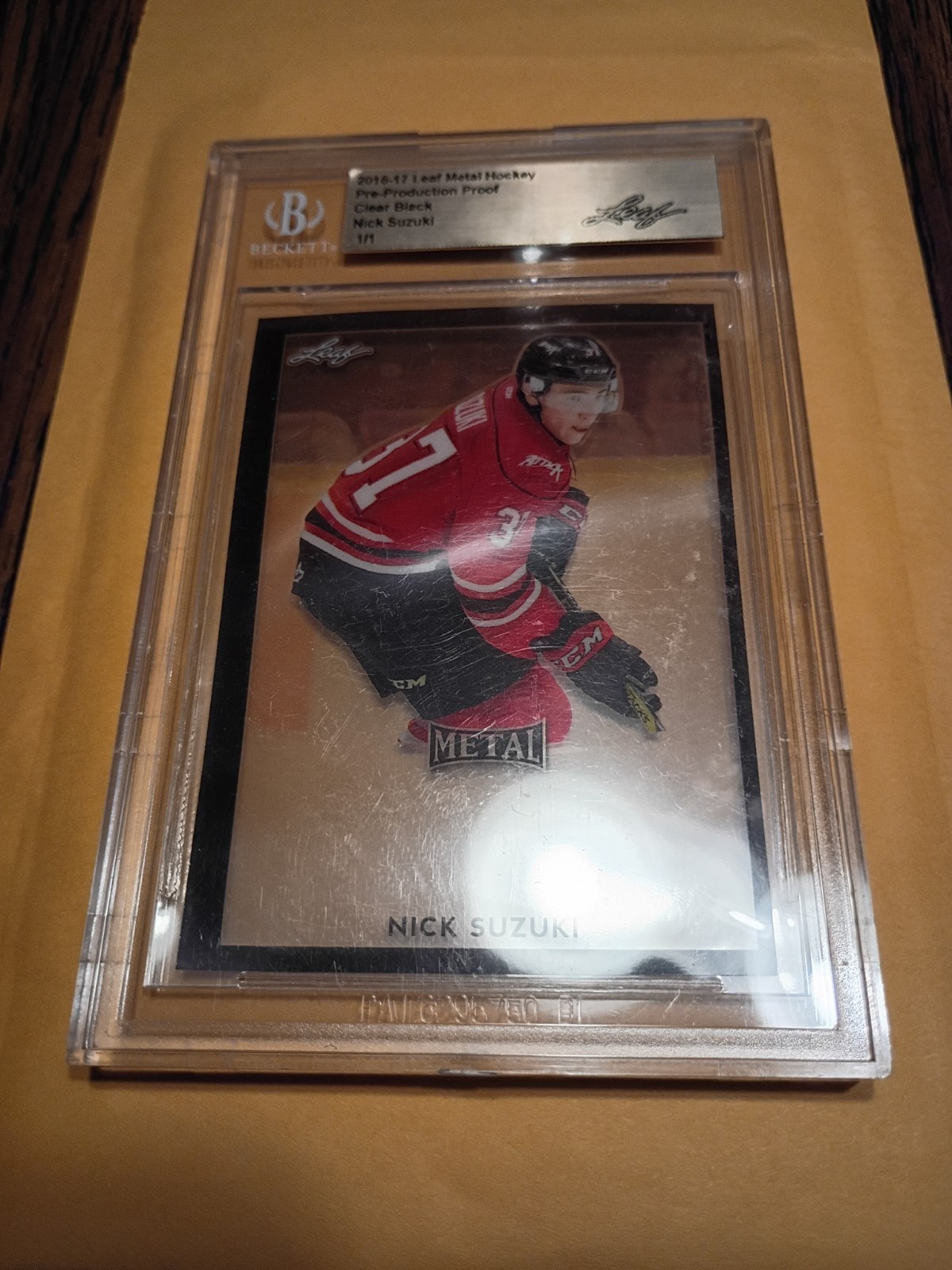 2016-17 LEAF METAL NICK SUZUKI Clear Black Pre Production 1/1 Canadians OOAK CM