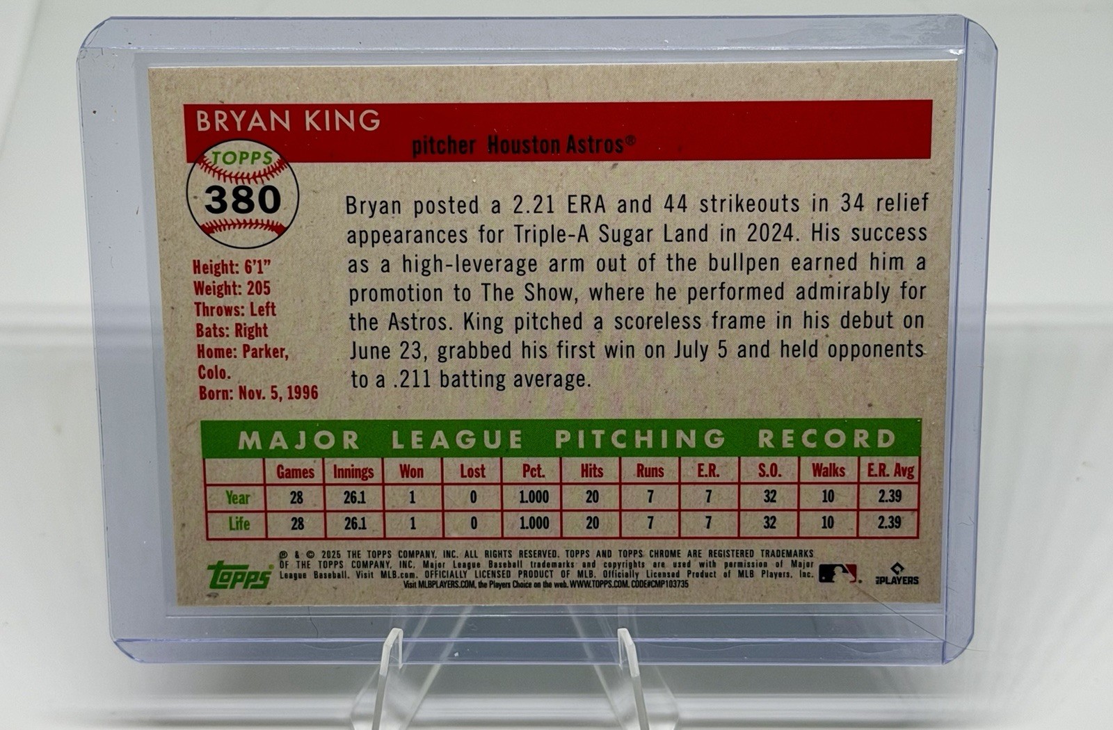 2025 Topps Platinum Anniversary Bryan King Teal Vibrations Refractor /150