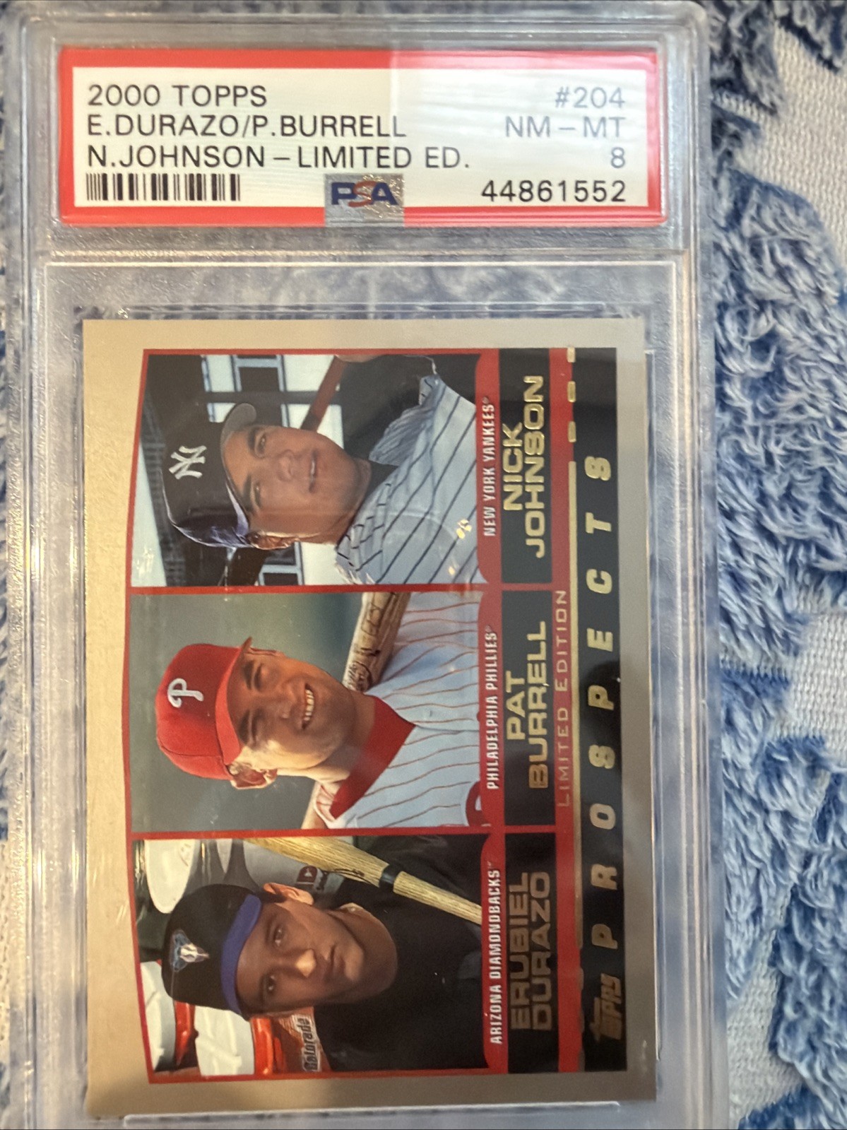 2000 Topps Prospects Erubiel Durazo Pat Burrell Nick Johnson #204 PSA 8 NM MINT