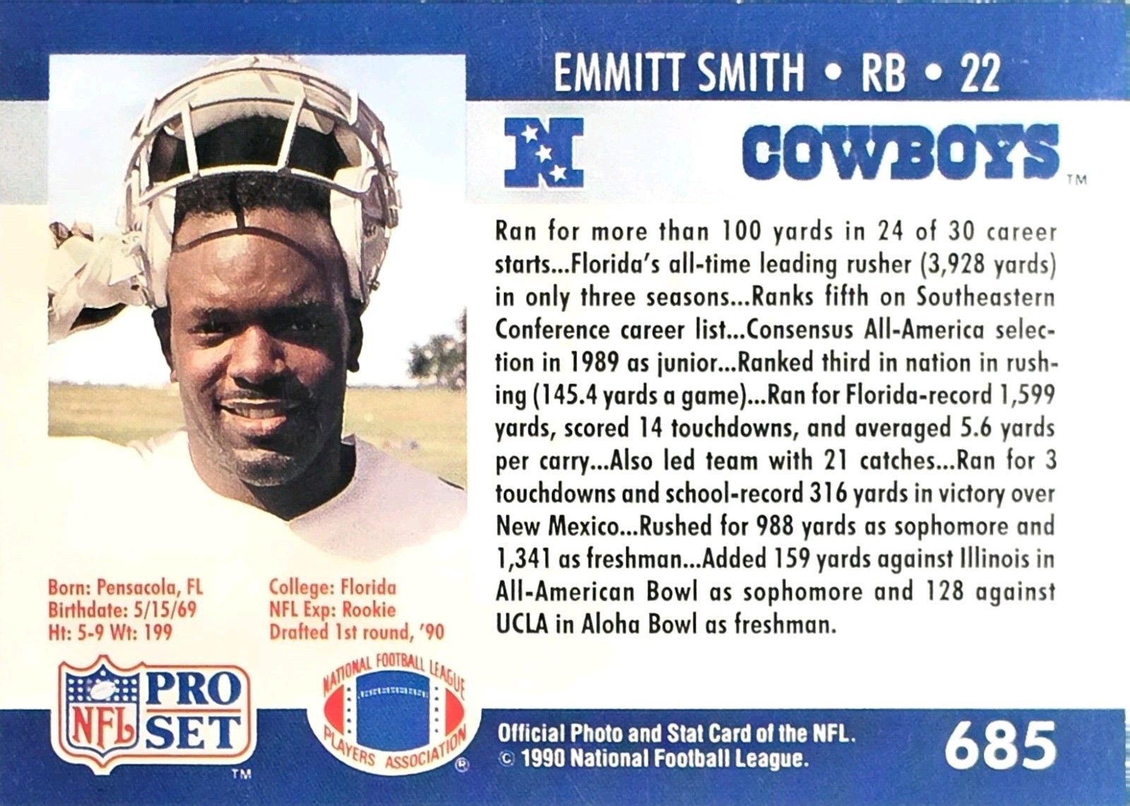 1990 Pro Set – Draft Emmitt Smith #685 (RC)