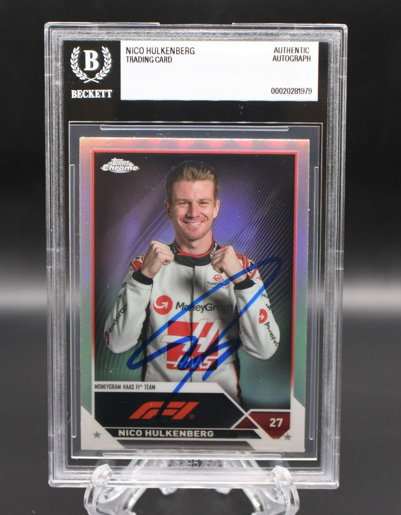NICO HULKENBERG SIGNED 2023 TOPPS CHROME FORMULA 1 F1 REFRACTOR CARD #46 BECKETT