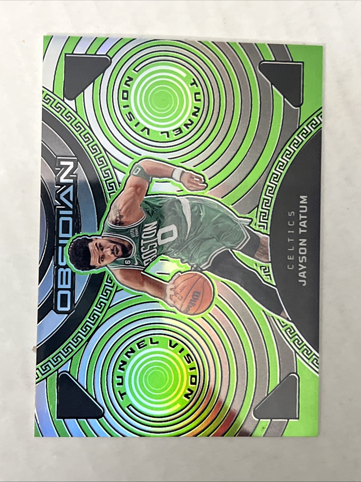 Jayson Tatum 2022-23 Panini Obsidian Tunnel Vision Electric Etch Green /25