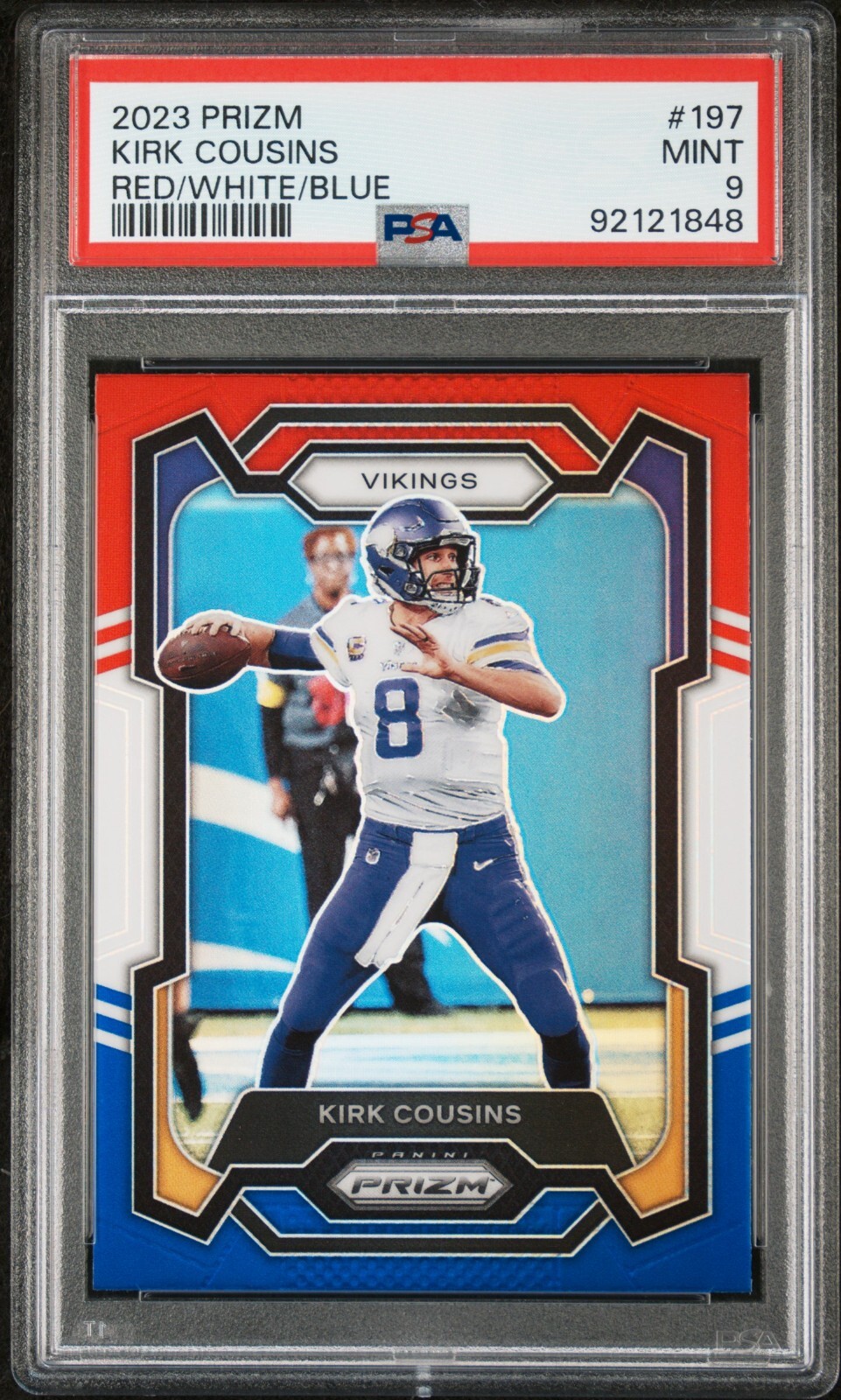 2023 Panini Prizm KIRK COUSINS Red White Blue Prizm PSA 9 MINT POP 1 none higher
