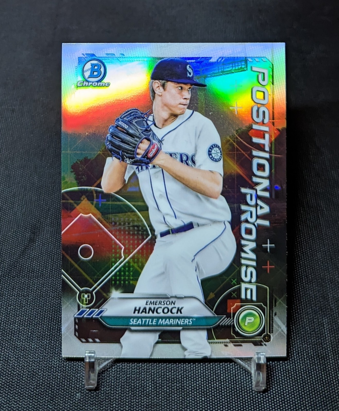 Emerson Hancock Positional Promise Refractor 2021 Bowman Chrome POS-EH Mariners