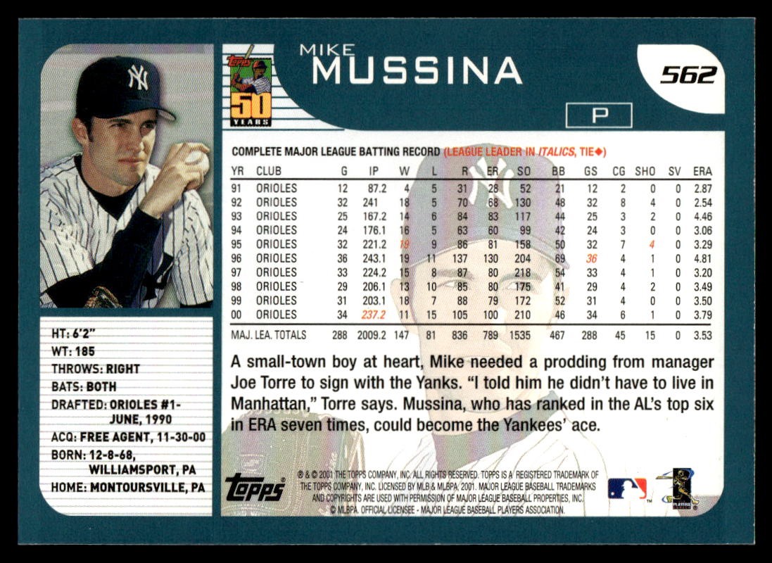 2001 Topps #562 Mike Mussina