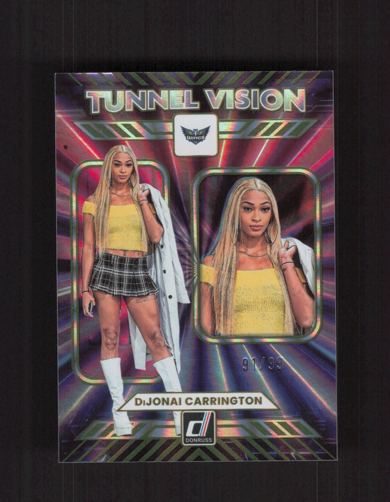 2025 Donruss WNBA #5 DiJonai Carrington Tunnel Vision Holo Laser #/99